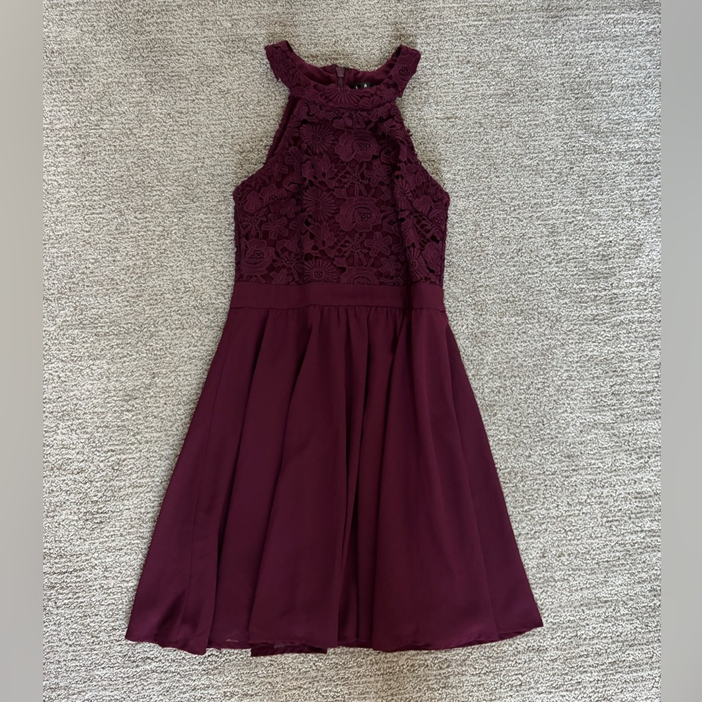 Lulu's Burgundy Lace Mini Dress